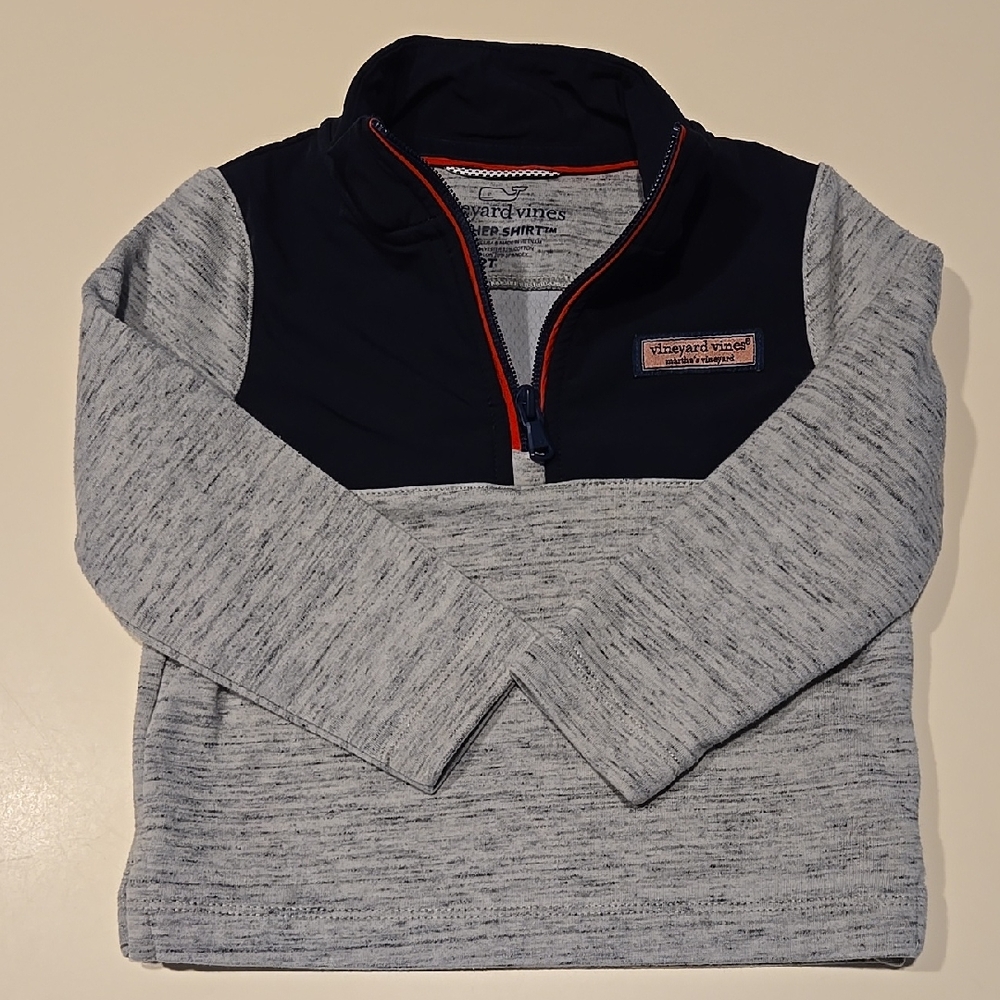 Vineyard Vines Gray and Navy Quarter Zip